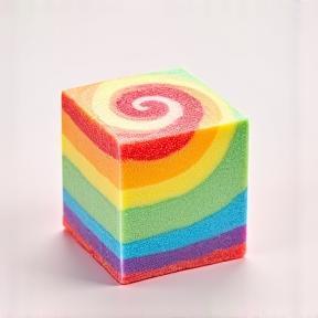 Bright rainbow swirl square bath bomb